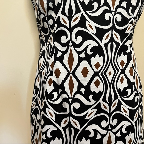 Talbots Stretch Sleeveless Patterned Dress - Black White Brown - Picture 3 of 12